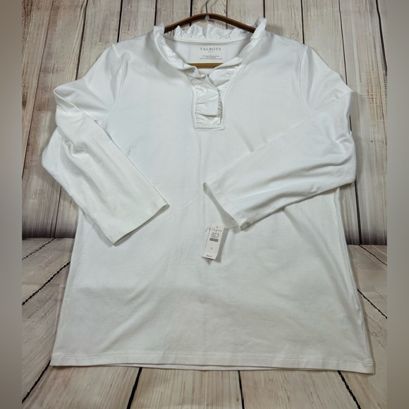 Talbots Women's White Long Sleeve Top. Size Large. - Picture 4 of 7
